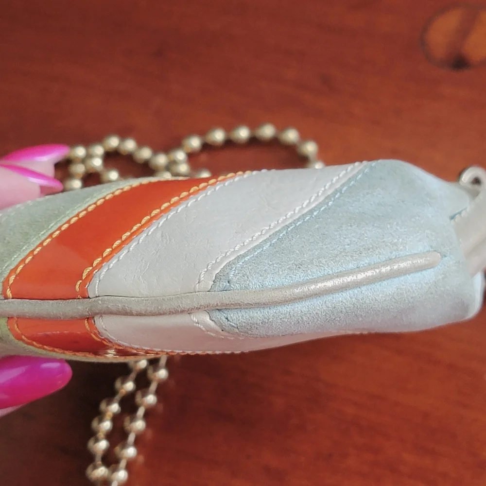 Rare Coach Legacy Patchwork Leather Framed French Purse Ball Chain Crossbody - Picture 9 of 16